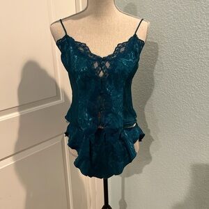 Victoria's Secret Teal Jacquard Lace Camisole